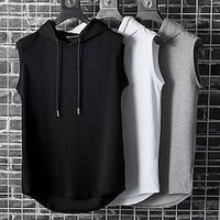 Men's Tank Top Vest Top Undershirt Sleeveless Shirt Plain Hooded Street Vacation Sleeveless Clothing Apparel Fashion Designer Basic Lightinthebox - thumbnail