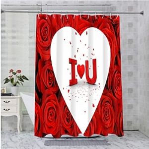 Valentine's Day Shower Curtain with Hooks for Bathroom Bathroom Decor Set Polyester Waterproof 12 Pack Plastic Hooks Flowers With Heart miniinthebox