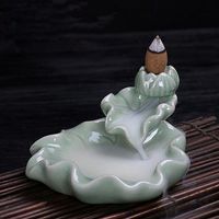 Creative Ceramic Lotus Backflow Incense Burner Holder With 20 Cones Home Decorative Crafts Ornament