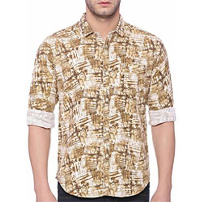 Men's Shirt 3D Print Graphic Turndown Street Casual Button-Down Print Long Sleeve Tops Casual Fashion Breathable Brown Lightinthebox