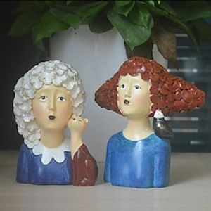 Statue European Style Lady Statue, Character Figurines with Animal,Resin Material Art Crafts Collectibles for Hotel Bookshelf Decor, with Cat miniinthebox