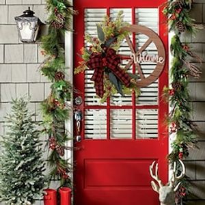Christmas Decoration Door Hanging Wooden WheelDisc Car Wheel Garland 1pc 13in miniinthebox