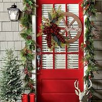 Christmas Decoration Door Hanging Wooden WheelDisc Car Wheel Garland 1pc 13in miniinthebox - thumbnail