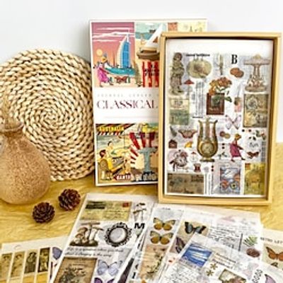 96 Sheets Vintage Scrapbooking Supplies Stickers Set, Aesthetic Stickers for Scrapbooking, Journaling Supplies, Planners, Kid DIY Art Crafts, Bullet Journal Lightinthebox