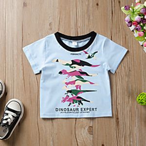 Kids Boys' T shirt Tee Short Sleeve Dinosaur Letter Animal Print Gray Light Blue Children Tops All Seasons Active Regular Fit 3-6 Years miniinthebox