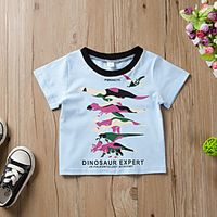 Kids Boys' T shirt Tee Short Sleeve Dinosaur Letter Animal Print Gray Light Blue Children Tops All Seasons Active Regular Fit 3-6 Years miniinthebox - thumbnail