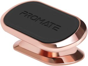 Promate Magnetic Car Phone Holder, Universal Cradleless Stick-On Dashboard Mount with 360-Degree Rotation, MAGNETTO-3.ROSEGOLD