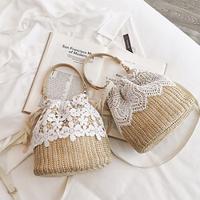 Women's Crossbody Bag Straw Beach Large Capacity Multi Carry Flower Leaves Flowers Leaves Lightinthebox