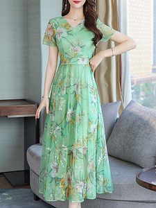 V- Neck Floral Printed Maxi Dress