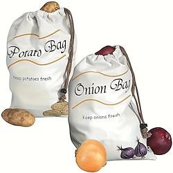 Drawstring Vegetable Bag, Potato Storage Sack And Garlic Saver Bag, Reusable Potato And Onion Storage Bag, Keep Vegetables Fresh And Sproutless In Kitchen, Kitchen Gadget Lightinthebox