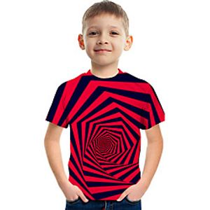Kids Boys' T shirt Tee Short Sleeve Graphic Optical Illusion Color Block Rainbow Children Tops Summer Active Streetwear Sports 3-12 Years miniinthebox