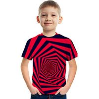 Kids Boys' T shirt Tee Short Sleeve Graphic Optical Illusion Color Block Rainbow Children Tops Summer Active Streetwear Sports 3-12 Years miniinthebox - thumbnail