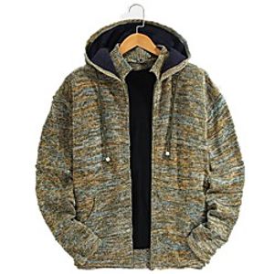 Men's Unisex Cardigan Knitted Camouflage Stylish Vintage Style Long Sleeve Sweater Cardigans Stand Collar Hooded Fall Winter Green Lightinthebox