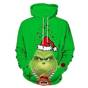 The Grinch Grinch Ugly Christmas Sweater  Sweatshirt Hoodie Print Front Pocket Graphic Hoodie For Men's Women's Unisex Adults' 3D Print 100% Polyester Party Festival Lightinthebox