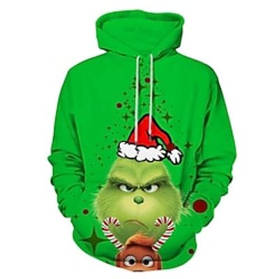 The Grinch Grinch Ugly Christmas Sweater  Sweatshirt Hoodie Print Front Pocket Graphic Hoodie For Men's Women's Unisex Adults' 3D Print 100% Polyester Party Festival Lightinthebox
