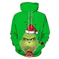 The Grinch Grinch Ugly Christmas Sweater  Sweatshirt Hoodie Print Front Pocket Graphic Hoodie For Men's Women's Unisex Adults' 3D Print 100% Polyester Party Festival Lightinthebox - thumbnail