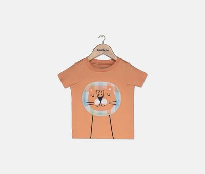 Baby Boys Tiger Graphic Cotton T-Shirt Muted Orange Baby Boys Tiger Graphic Cotton T-Shirt Muted Orange