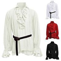 men long sleeve gothic vintage shirts blouse fashion cosplay party medieval clothes bandage lace plus size camisas de hombre Lightinthebox - thumbnail