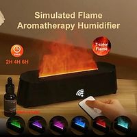 Creative 3D Simulation Flame Air Humidifier Household Colorful Atmosphere Light Intelligent Remote Control Humidifier USB Desktop Silent Large Fog Volume Humidifier Home Decor Room Decor miniinthebox - thumbnail