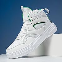 Men's Boots Plus Size Skate Shoes White Shoes Running Walking Sporty Casual Outdoor Daily PU Breathable Lace-up Black and White White  Green Color Block Spring Fall Lightinthebox - thumbnail