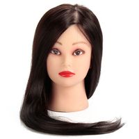 22 Inch 50% Black Real Human Hair Training Head Hairdressing Mannequin Model With Clamp