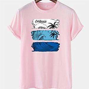 Men's Unisex Tee T shirt Hot Stamping Graphic Prints Tree Spray Plus Size Short Sleeve Casual Tops 100% Cotton Basic Designer Big and Tall Black Blue Yellow miniinthebox