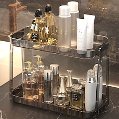Light Luxury Double-Layer Vanity Storage Rack Clear Perfume Holder Bathroom Skincare Makeup Organizer Cosmetic Storage Shelf miniinthebox Light Luxury Double-Layer Vanity Storage Rack Clear Perfume Holder Bathroom Skincare Makeup Organizer Cosmetic Storage Shelf miniinthebox