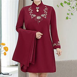 Women's Plus Size A Line Dress Floral V Neck 34 Length Sleeve Spring Summer Work Basic Casual Knee Length Dress Causal Daily Dress Lightinthebox
