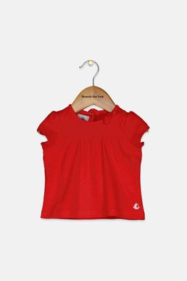 Toddlers Girls Plain Short Sleeve Top Red Toddlers Girls Plain Short Sleeve Top Red