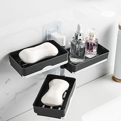 No-punch Soap Box Bathroom Accessories Multi-layer Draining Shelf Wall-mounted Rotating Soap Box Toilet Household Soap Holder Lightinthebox