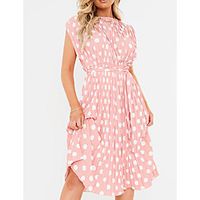Women's A Line Dress Midi Dress Pink dots White dots Sleeveless Dot Modern Style Summer Round Neck Casual 2021 S M L XL Lightinthebox - thumbnail