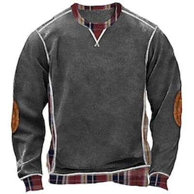 Men's Sweatshirt Red Blue Dark Gray Gray Crew Neck Plain Sports  Outdoor Daily Holiday Streetwear Basic Casual Spring   Fall Clothing Apparel Hoodies Sweatshirts  miniinthebox