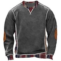 Men's Sweatshirt Red Blue Dark Gray Gray Crew Neck Plain Sports  Outdoor Daily Holiday Streetwear Basic Casual Spring   Fall Clothing Apparel Hoodies Sweatshirts  miniinthebox - thumbnail