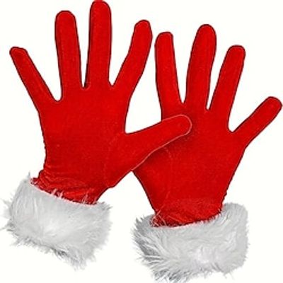 Christmas Red Short Gloves Santa Calus Mrs.Calus Party Decoration Velvet with White Faux Fur Accessories New Years Cosplay Costume miniinthebox