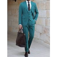 Green Men's Wedding Suits Solid Colored 3 Piece Daily Business Plus Size Single Breasted Two-buttons 2023 miniinthebox