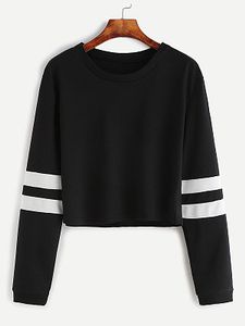 Casual Contrast Stitching Colouring Shoulder Sleeve Long Sleeve Sweatshirt