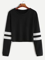 Casual Contrast Stitching Colouring Shoulder Sleeve Long Sleeve Sweatshirt - thumbnail