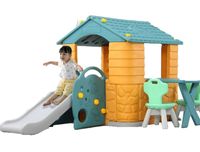 Megastar Slide N Dine Playhouse With Picnic Table N Chairs, Green - ZK08701-Green (UAE Delivery Only)