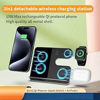 Wireless Charger 15 W Output Power Wireless Charging Station CE Certified Fast Wireless Charging MagSafe 3 in 1 For Apple Watch iPhone 14/13/12/11 Pro Max Apple Watch Series SE / 6/5/4/3/2/1 Lightinthebox