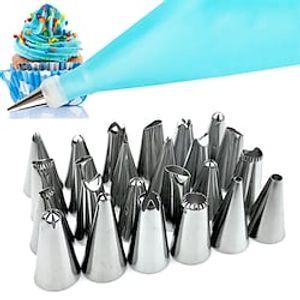 26pcs Silicone Pastry Bag Tips Kitchen DIY Icing Piping Cream Reusable Pastry Bag Nozzle Set Cake Decorating Tools miniinthebox