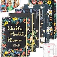 2024 Planner Journal, A5 Lined Floral Print Cover Spiral Notebook with Sturdy Cover, 152 Pages, 8.4 X 6, 2024 Weekly and Monthly Planner Academic Planner, Suitable for School, Office and Family Lightinthebox - thumbnail