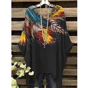 Women's Plus Size Tops Blouse Graphic Print Long Sleeve Crewneck Festival Daily Vacation Polyester Fall Winter Black Lightinthebox