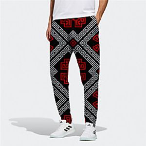 Men's Novelty Designer Casual  Sporty Big and Tall Breathable Sports Daily Fitness Jogger Pants Sweatpants Trousers Pants Geometric Graphic Prints Full Length Drawstring Elastic Waist Black Lightinthebox