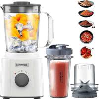 Kenwood Blender 350W Smoothie Blender & Smoothie Maker Blend-Xtract™ Effortless And Efficient Blending For Nutritious Blends 1L With Multi Mill Grinder & Chopper, Smoothie2Go Bottle White - BLP31.D0WG