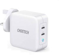 Choetech PD+QC 38w Dual Ports Fast Wall Charger, White - PD5002-UK-WH