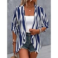 Women's Blazer Office Work Daily Wear Summer Fall Regular Coat Regular Fit Thermal Warm Windproof Breathable Stylish Contemporary Formal Jacket Long Sleeve Floral Plain Print Black White Yellow Lightinthebox - thumbnail