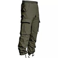 Men's Cargo Pants Cargo Trousers Trousers Elastic Waist Leg Drawstring Multi Pocket Plain Comfort Wearable Full Length Outdoor Casual Daily Sports Stylish Dark Khaki ArmyGreen miniinthebox - thumbnail