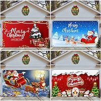 Christmas Garage Door Banner, Indoor Outdoor Christmas Holidays, Happy Background, Decoration Cover, Christmas Happy New Year Banner, Large Door Cover, Christmas Decoration miniinthebox - thumbnail