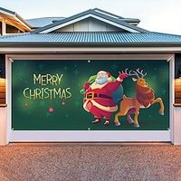 Christmas Outdoor Garage Door Cover Xmas Door Banner Santa Large Door Mural Christmas Backdrop Decoration for Holiday Home Wall Decorations miniinthebox - thumbnail