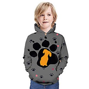 Kids Boys' Hoodie  Sweatshirt Long Sleeve Dog 3D Print Animal Print Gray Children Tops Summer Active Daily Wear Regular Fit 3-13 Years Lightinthebox